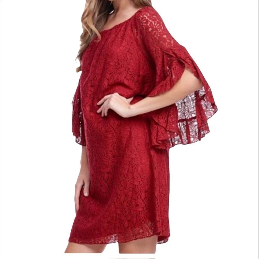 FEVER S white lace dress midi bell sleeve boho style long sleeve wedding beach
